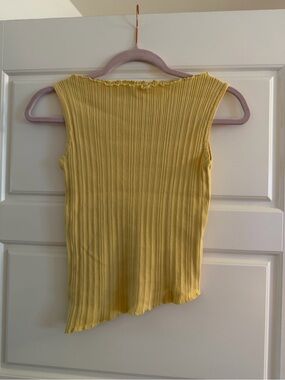 American Threads Yellow Ribbed Lettuce-Edge Tank